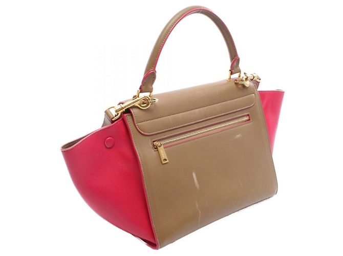 Céline Borsa a mano CELINE Trapeze Small in pelle Marrone Rosa - vista 2