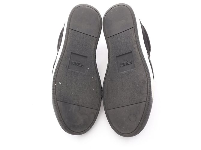 Fendi Monster Bugs Eye Suede Leather Slip-on Schwarz Gelb - Ansicht 4