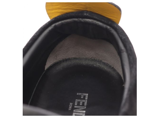 Fendi Monster Bugs Eye Suede Leather Slip-on Schwarz Gelb - Ansicht 7
