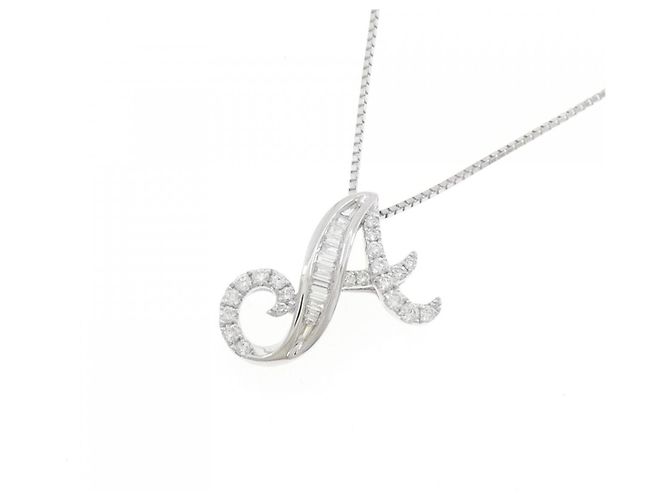 Autre Marque Au750 Weißgold Initial A Diamant Halskette Silber - Ansicht 3