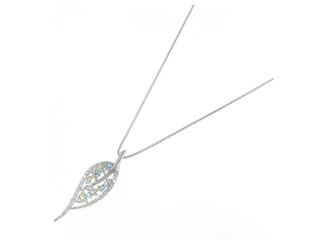 Autre Marque Collana in oro bianco Au750, tormalina e diamante Argento - vista 2