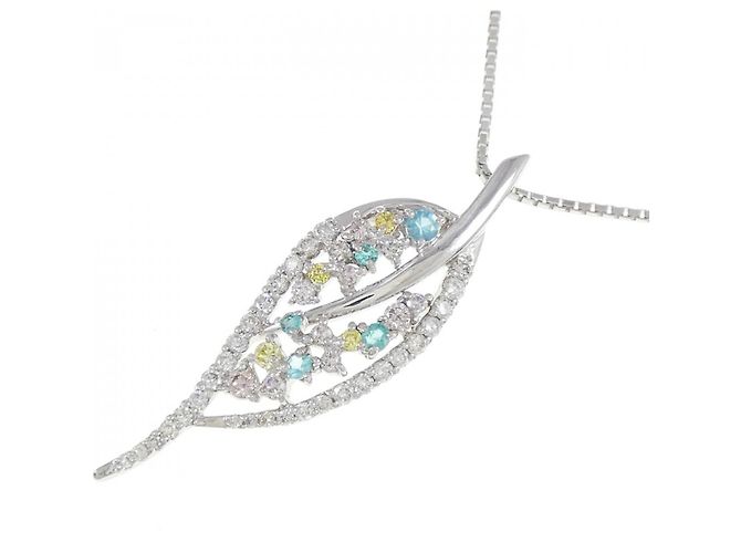 Autre Marque Collana in oro bianco Au750, tormalina e diamante Argento - vista 3