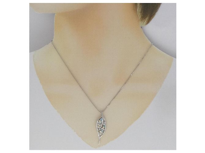 Autre Marque Collana in oro bianco Au750, tormalina e diamante Argento - vista 6