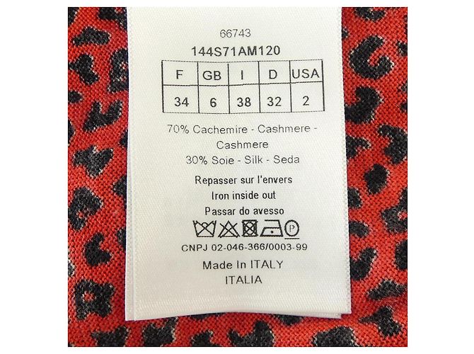 Top in seta e cashmere Christian Dior 144S71AM120 Nero Rosso - vista 3
