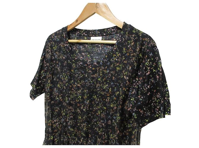 Dries Van Noten Sheer Layered Kurzarm-Bluse Schwarz - Ansicht 4