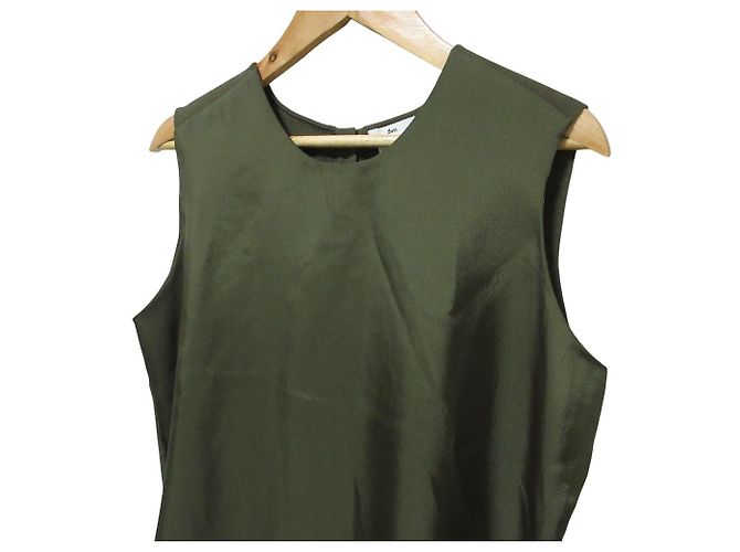 Autre Marque Blusa sin mangas de sarga Sechet Sov DOUBLE STANDARD CLOTHING Verde Caqui - vista 4