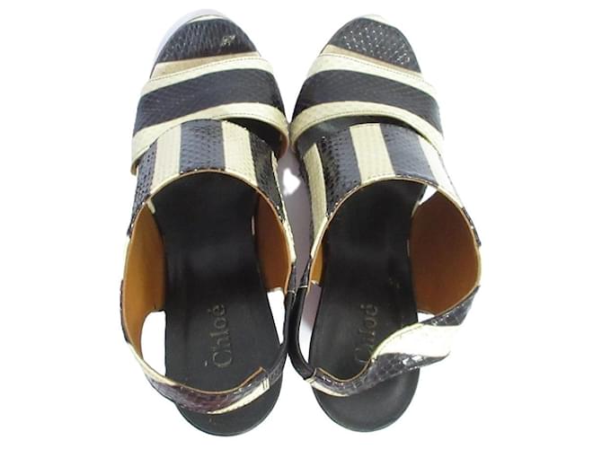 Chloé Sandali con zeppa Chloe Nero Bianco - vista 4
