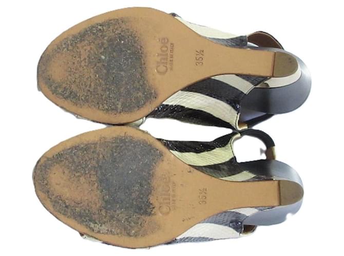 Chloé Sandali con zeppa Chloe Nero Bianco - vista 7