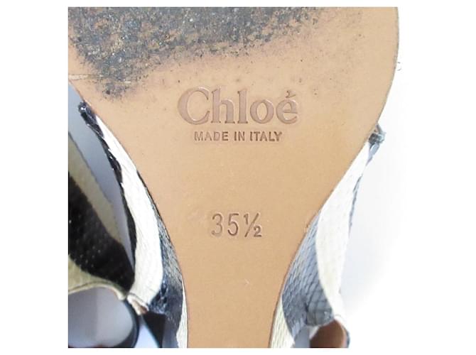 Chloé Sandali con zeppa Chloe Nero Bianco - vista 8