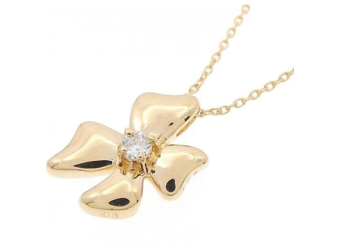 Autre Marque Au750 Blumen-Diamant-Halskette Golden - Ansicht 3