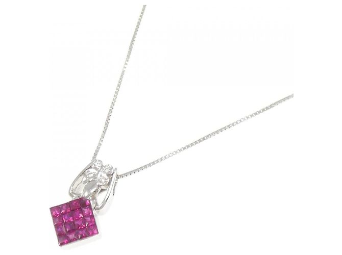 Autre Marque Collana con rubino e diamanti Au750 Argento - vista 2