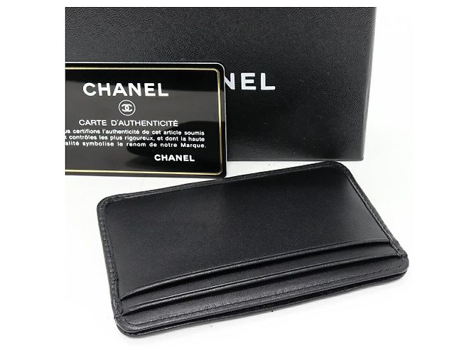 Tarjetero de piel de becerro Chanel Cambon Line Negro - vista 2