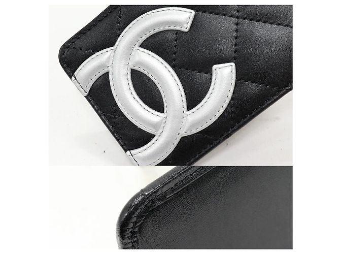 Tarjetero de piel de becerro Chanel Cambon Line Negro - vista 4