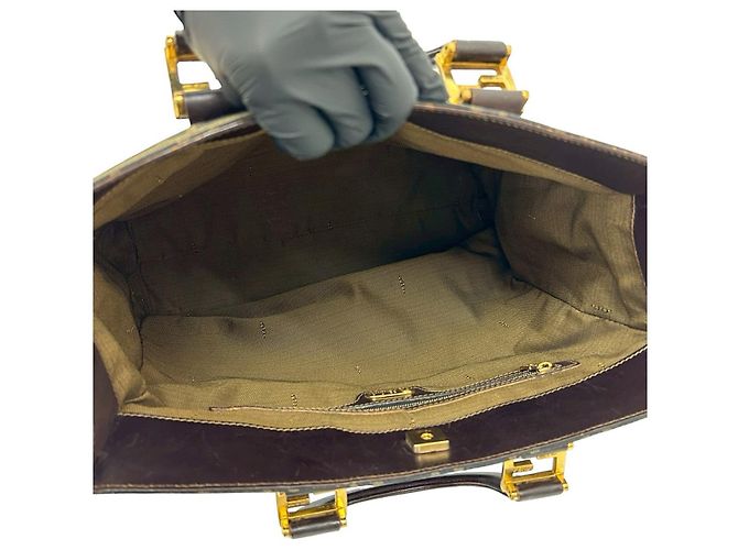 Fendi Zucca Canvas Leder Handtasche Braun Schwarz Khaki - Ansicht 10
