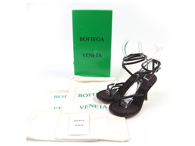 Sandali in pelle Bottega Veneta Bronzo Marrone scuro - vista 2