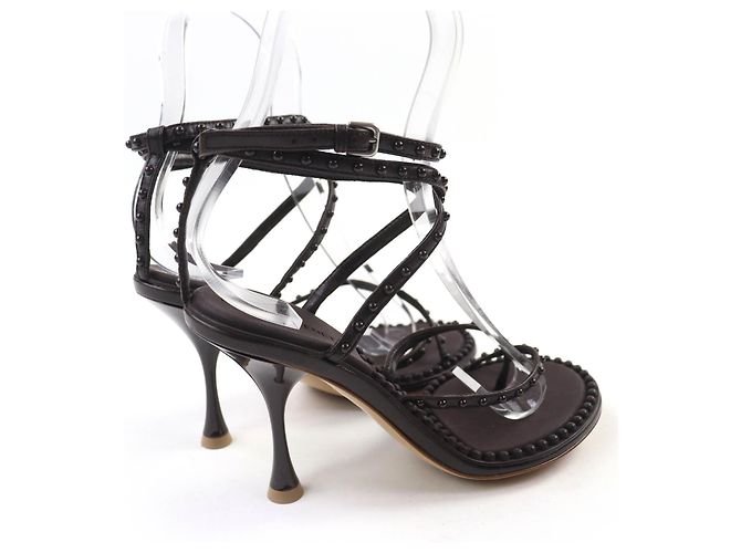 Sandali in pelle Bottega Veneta Bronzo Marrone scuro - vista 3