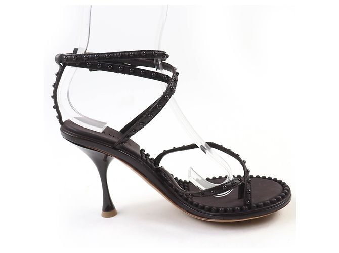 Sandali in pelle Bottega Veneta Bronzo Marrone scuro - vista 6