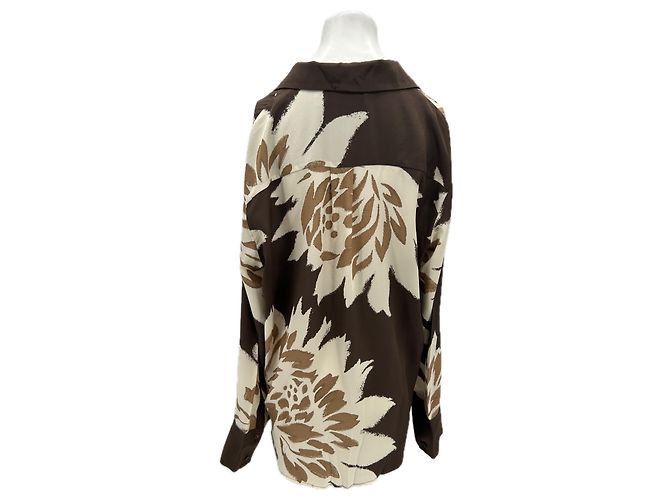 Autre Marque Blusa fluida de seda estampada marrón SIR Castaño - vista 2