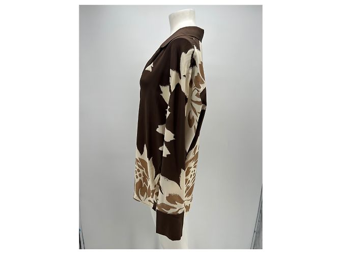 Autre Marque Blusa fluida de seda estampada marrón SIR Castaño - vista 3