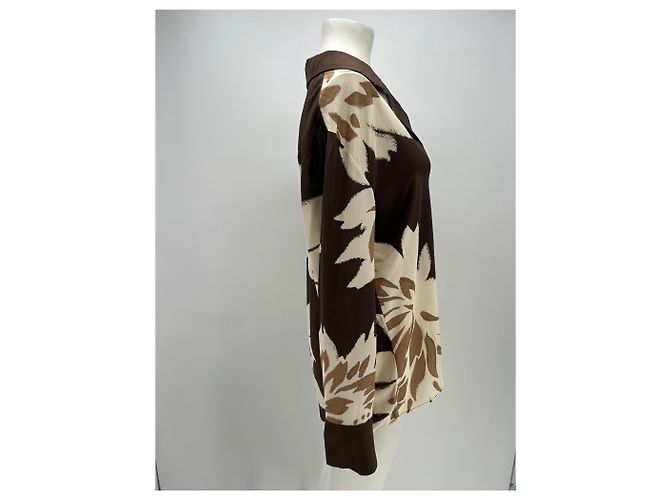 Autre Marque Blusa fluida de seda estampada marrón SIR Castaño - vista 4