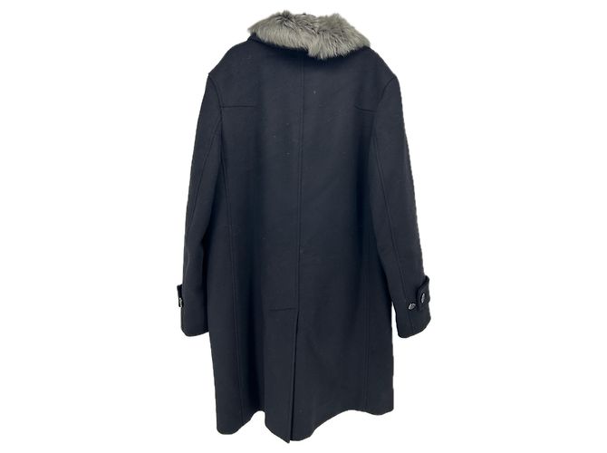 Christian Dior Schwarzer Mantel mit Lammfellfutter - Ansicht 2