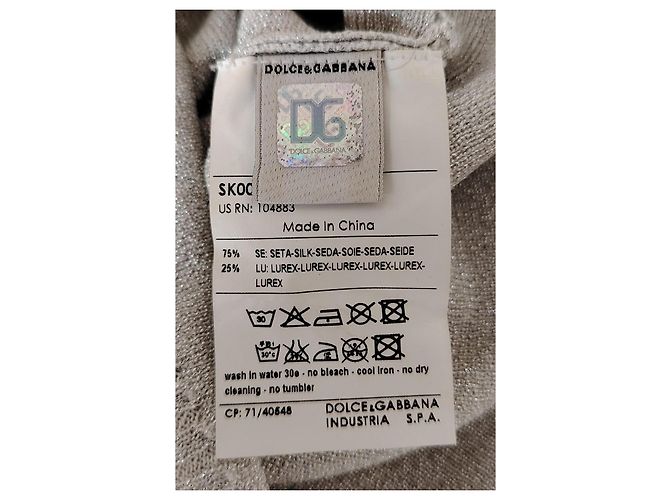 Canotta D&G in seta e lurex con logo Argento - vista 4