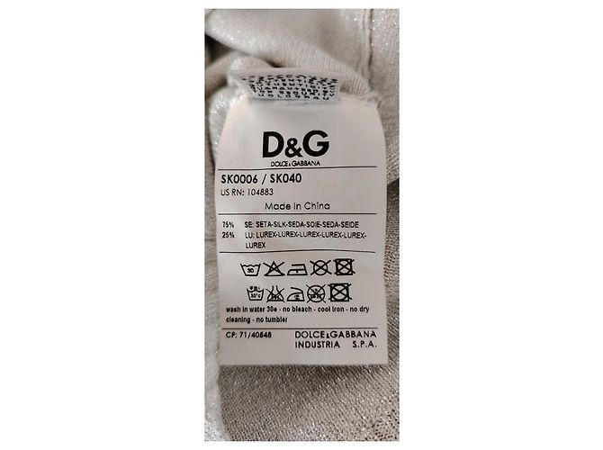 Canotta D&G in seta e lurex con logo Argento - vista 6