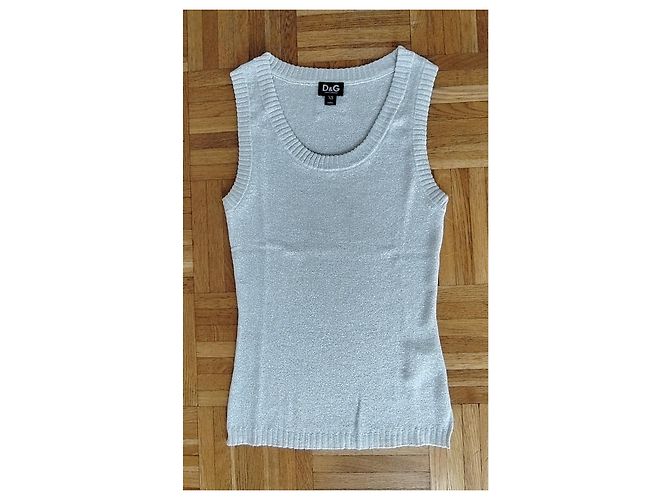 Canotta D&G in seta e lurex con logo Argento - vista 8