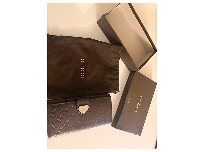 Cartera Gucci de cuero marrón con monograma y cierre de corazón Castaño - vista 10