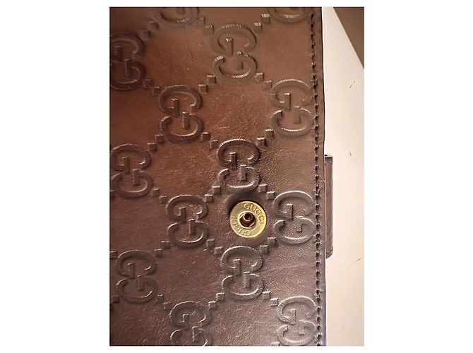 Cartera Gucci de cuero marrón con monograma y cierre de corazón Castaño - vista 4