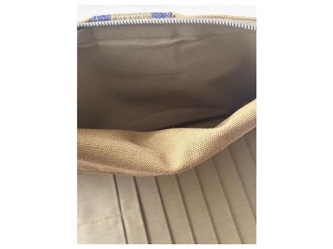 Hermès Brown canvas zip-around wallet with contrasting stripe - view 8