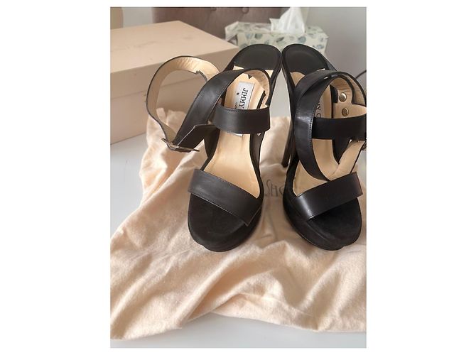 Sandali con tacco Jimmy Choo in pelle e scamosciato neri Nero - vista 3