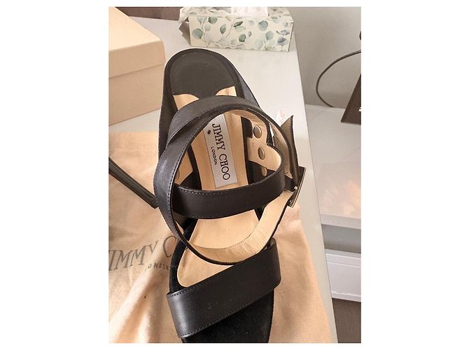 Sandali con tacco Jimmy Choo in pelle e scamosciato neri Nero - vista 5