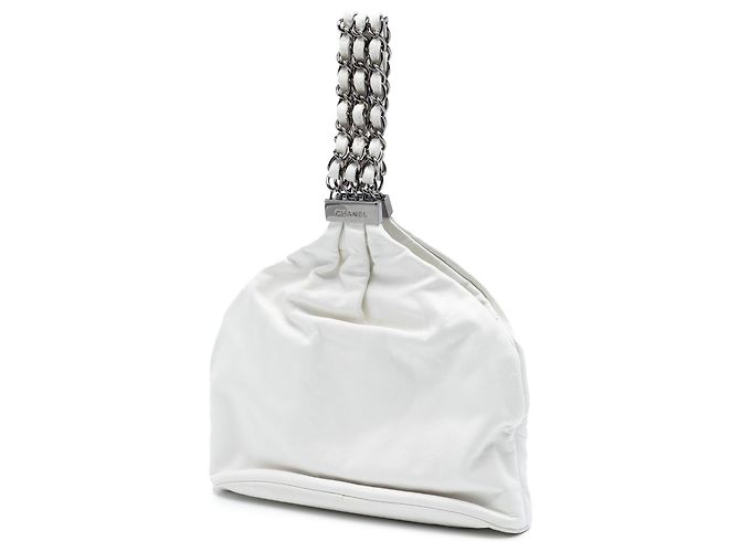 Borsa Hobo Chanel White CC Lambskin Rock and Chain Bianco - vista 2