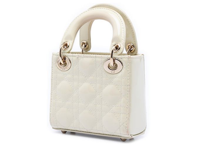 Lady Dior en micro charol blanco cannage Crudo - vista 2