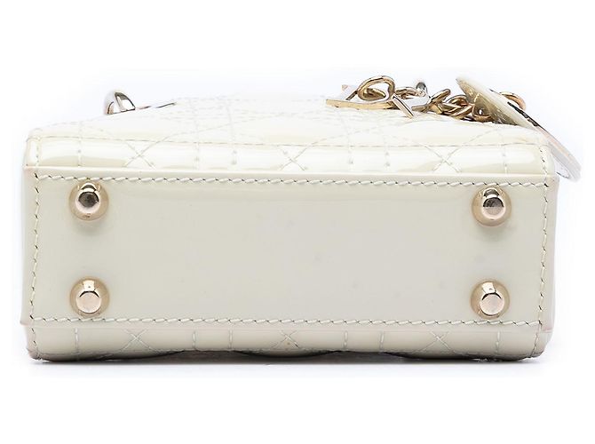 Lady Dior en micro charol blanco cannage Crudo - vista 3