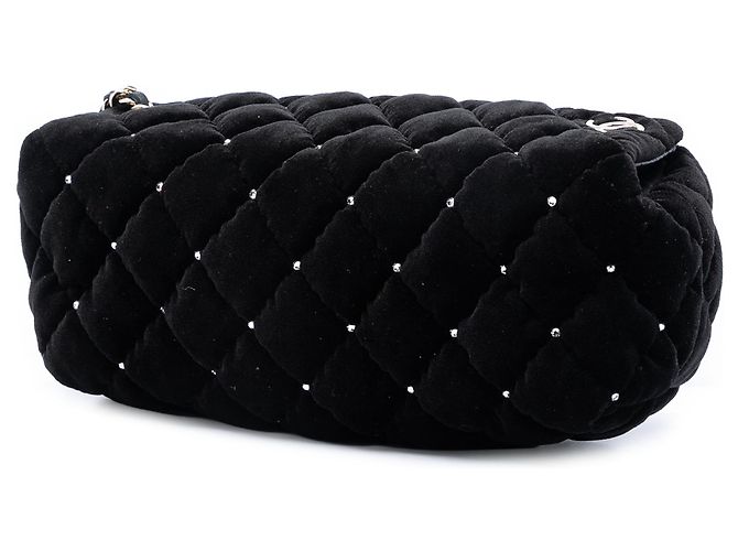 Clutch da polso Chanel in velluto trapuntato nero e diamanti - vista 2