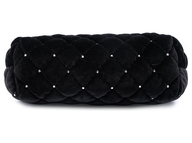 Clutch da polso Chanel in velluto trapuntato nero e diamanti - vista 3