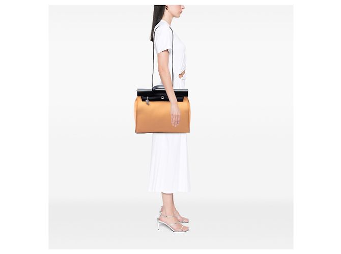 Hermès Orange Toile Herbag Zip 39 Arancione - vista 6