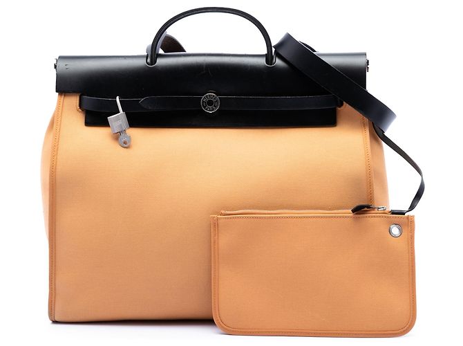 Hermès Orange Toile Herbag Zip 39 Arancione - vista 7
