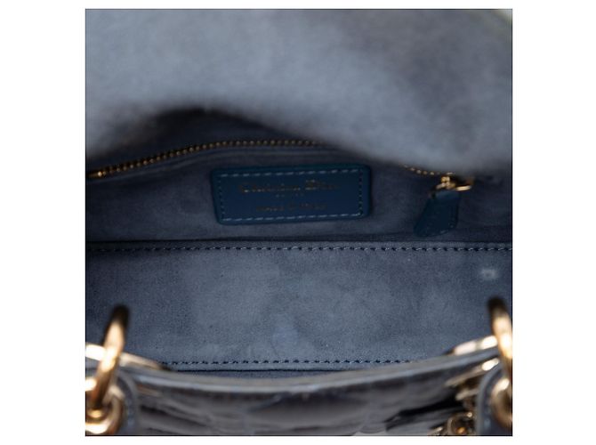 Lady Dior Mini in raso grigio con cristalli Swarovski Cannage Marrone - vista 4