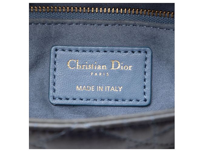 Lady Dior Mini in raso grigio con cristalli Swarovski Cannage Marrone - vista 5