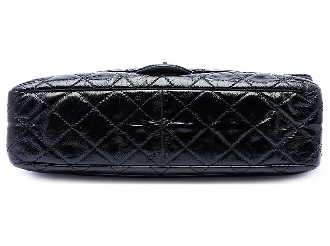 Chanel Black Quilted Crinkled Patent Reissue 2.55 Double Flap 227 Nero - vista 3