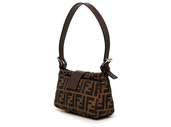 Borsa a tracolla Fendi in tela Zucca marrone - vista 2