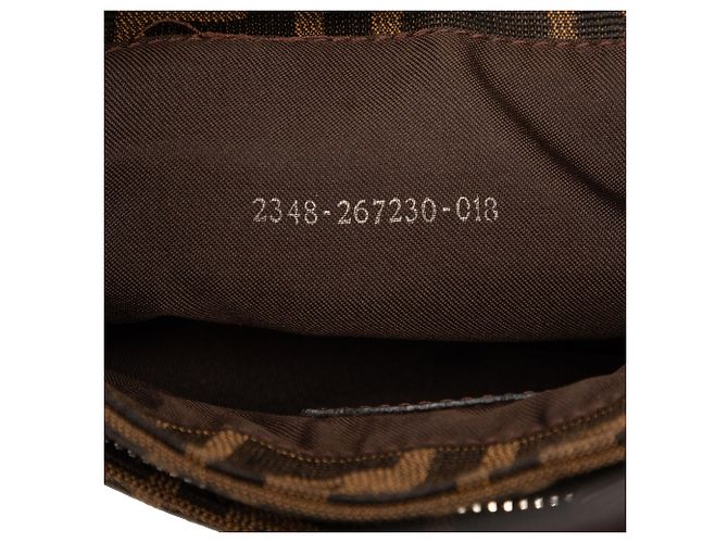 Borsa a tracolla Fendi in tela Zucca marrone - vista 6
