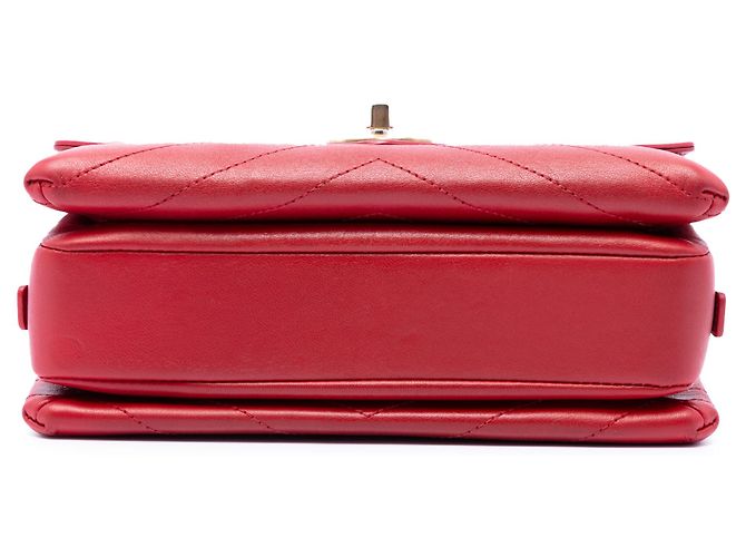 Chanel Red Small CC Chevron Calfskin Envelope Flap Rosso - vista 3