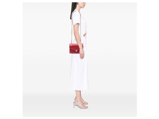 Chanel Red Small CC Chevron Calfskin Envelope Flap Rosso - vista 6