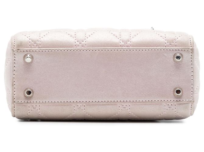 Lady Dior Cannage in agnello iridescente rosa mini - vista 3