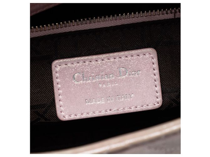 Lady Dior Cannage in agnello iridescente rosa mini - vista 5