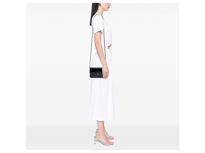 Wallet On Chain Portafoglio Chanel Black CC Patent On Chain Nero - vista 6